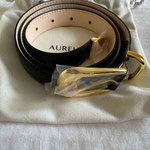 AUREUM No. 16 Black Belt with Gold Buckle